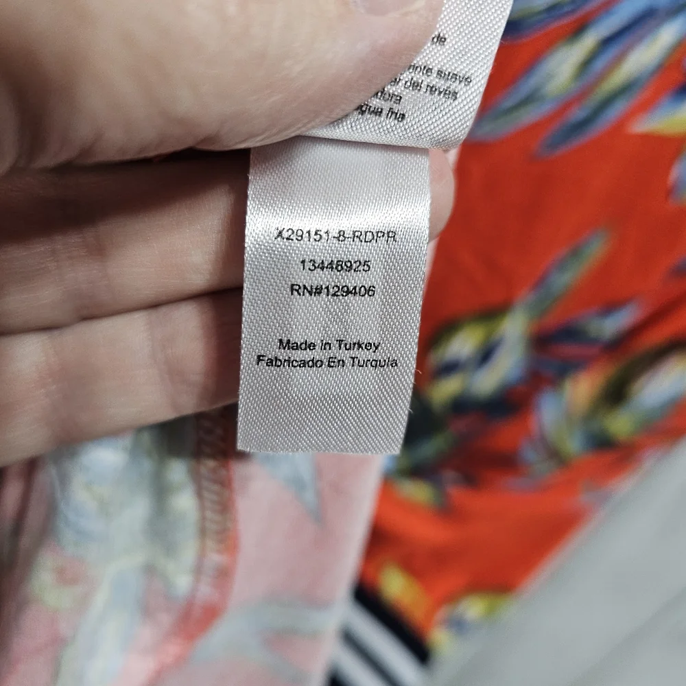 Lascana Tropical Orange/Red Floral Short Sleeve Pullover Knit Dress Size 8. - Picture 9 of 10